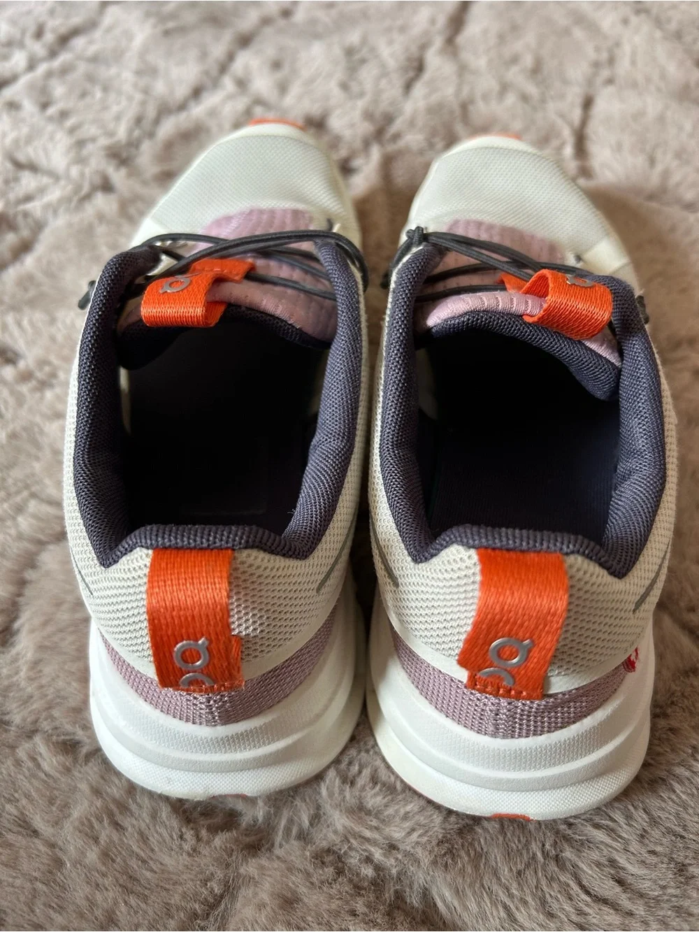 On Running Sneakers in Cream with Pink & Orange Accents size 5.5Youth